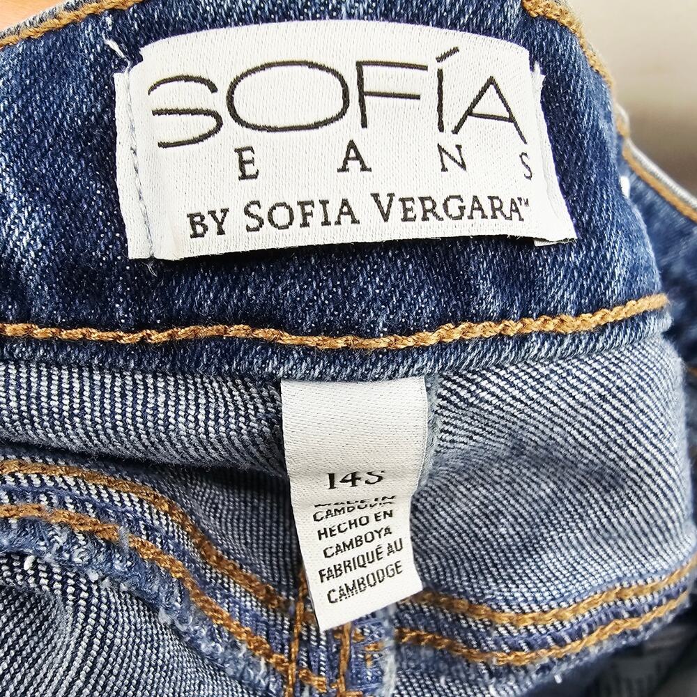 Sofia Jeans Adora Curvy Girlfriend Frayed Side Straight Jean Size 14 S NWOT 3514 - Picture 7 of 9